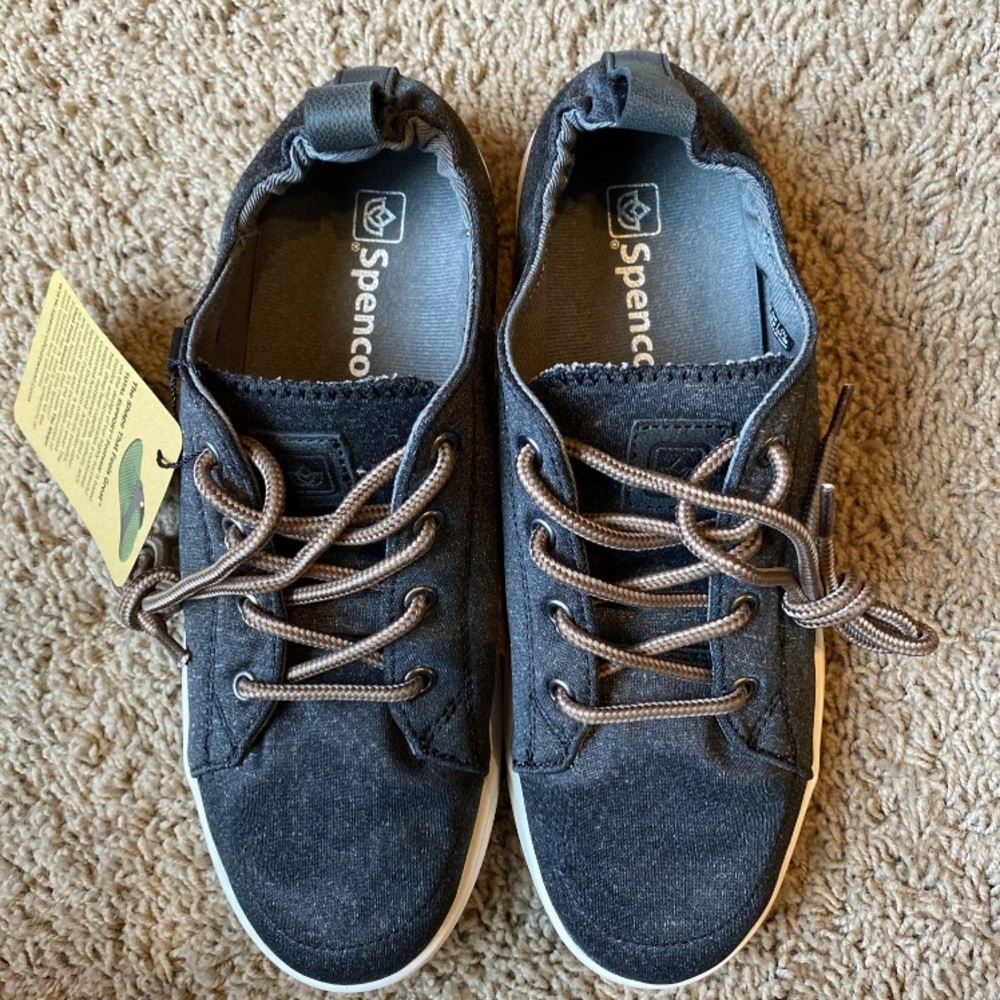 Spenco Santa Clara Shoes Womens Sz 7.5 B Black Lace Up Arch Support Casual NWT - Picture 2 of 8